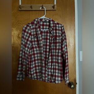 Eddie Bauer Red and Cream Plaid Shirt